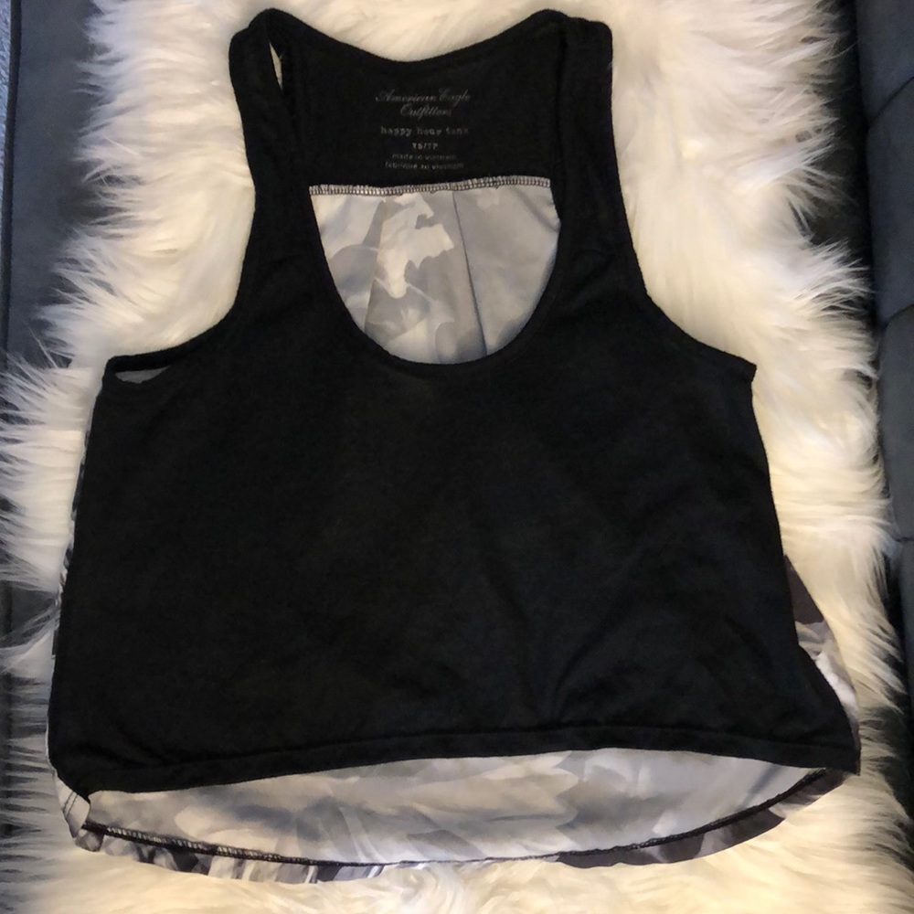 American Eagle Black and White floral back tank